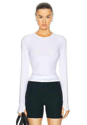 Beyond Yoga Featherweight Classic Crew Pullover Top in Cloud White - White. Size M (also in S, XS).