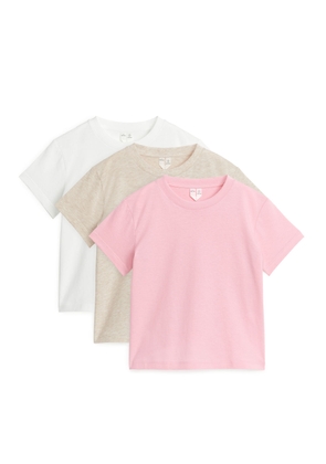 Crew-Neck T-Shirt Set of 3 - Pink