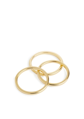 Gold-Plated Sterling Silver Rings Set of 3 - Brown