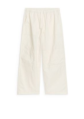 Washed Cotton Trousers - White