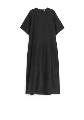 Silk T-Shirt Dress - Black