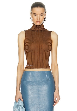 Marni Turtleneck Top in Cigar - Brown. Size 44 (also in 40, 42).