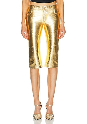 Blumarine Leather Pedal Pusher Pant in Gold - Metallic Gold. Size 38 (also in 36, 40, 42).