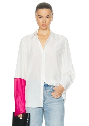 Helmut Lang Combo Relax Shirt in White & Fuchsia - White. Size XS (also in S, XXS).