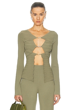 Cult Gaia Troi Knit Top in Tea - Olive. Size M (also in S, XS).
