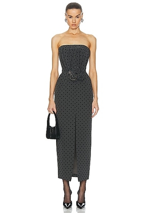 Alessandra Rich Polka Dot Print Bustier Dress in Grey & Black - Grey. Size 36 (also in 38, 40).