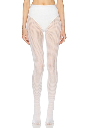 Wolford Grid Net Tights in White - White. Size L (also in M, S, XS).