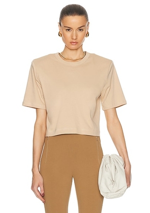 WARDROBE.NYC Cropped Shoulder Pad Top in Khaki - Beige. Size L (also in M, S, XL).