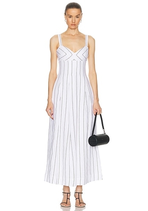 NICHOLAS Selene Seamed Cami Midi Dress in Milk & Black - White. Size 0 (also in 2, 4, 6).