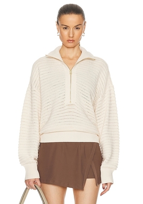 Varley Tara Half Zip Knit Sweater in Whitecap Grey - Grey. Size L (also in M, XS).