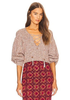 House of Harlow 1960 x REVOLVE Shira Cable Sweater in Brown. Size XS.