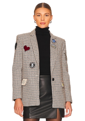 Central Park West Lucky Patches Blazer in Brown. Size L, S, XS.