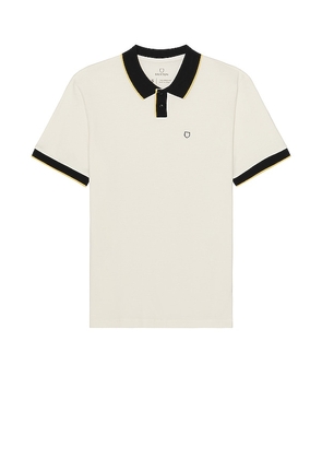 Brixton Proper Short Sleeve Polo in Cream. Size M, S, XL.