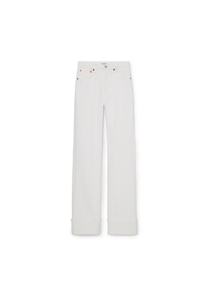 RE/DONE High-Rise Loose Jeans in White, Size 30