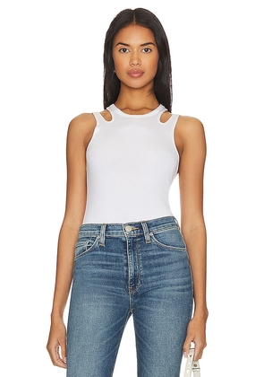 Hudson Jeans Cut Out Bodysuit in White. Size L, XS.