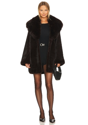 Adrienne Landau Faux Fox & Mink Coat in Brown. Size S.
