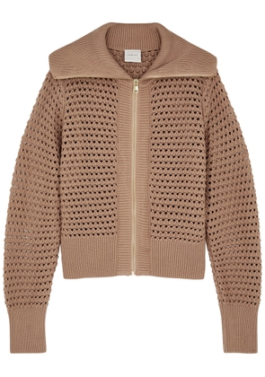 Varley Eloise Open-knit Cotton Cardigan - Taupe - L (UK14 / L)
