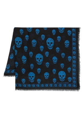 Alexander McQueen skull-print frayed-edge scarf - Black