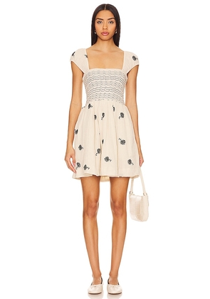 Free People Tory Embroidered Mini Dress in Cream. Size L, S, XS.