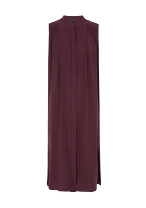 Eileen Fisher Silk-georgette Midi Dress - Burgundy - L (UK 18-20 / XL)