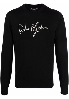 Dolce & Gabbana embroidered-logo wool jumper - Black