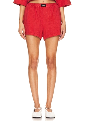 MONROW French Terry Gym Short in Red. Size S, XL, XS.