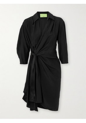 GAUGE81 - Miya Wrap-effect Silk-satin Mini Dress - Black - EU 34,EU 36,EU 38,EU 40,EU 42,EU 44
