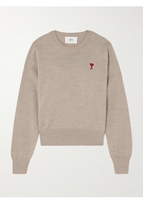 AMI PARIS - Adc Embroidered Merino Wool Sweater - Neutrals - xx small,x small,small,medium