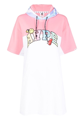 AAPE BY *A BATHING APE® logo-print hooded T-shirt dress - Pink