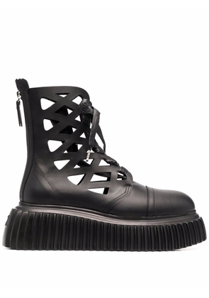 AGL laser-cut detail leather boots - Black