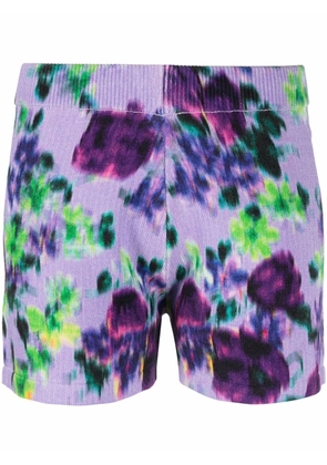 Kenzo knitted floral-print shorts - Purple