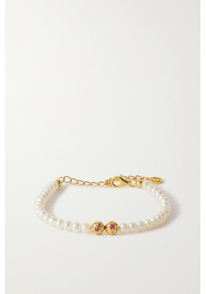 Anissa Kermiche - Titillate Gold-plated, Pearl And Crystal Bracelet - White - One size