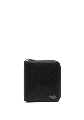 Diesel logo-plaque zip-fastening wallet - Black