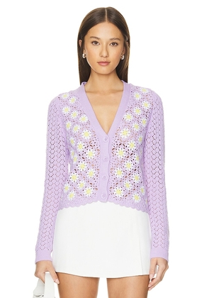 Autumn Cashmere Daisy Cardigan in Lavender. Size S, XL, XS.