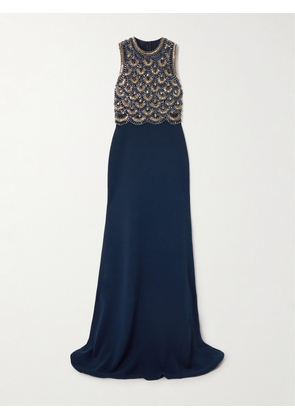 Naeem Khan - Crystal-embellished Tulle And Crepe Gown - Blue - US0,US4,US6,US8