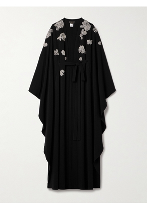 Zuhair Murad - Belted Cape-effect Crystal-embellished Cady Gown - Black - FR34,FR36,FR38,FR40,FR42,FR44,FR46