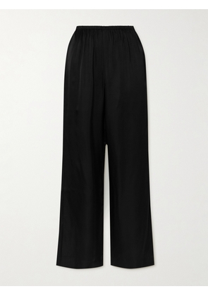 Anine Bing - Aden Silk-blend Charmeuse Wide-leg Pants - Black - xx small,x small,small,medium,large,x large