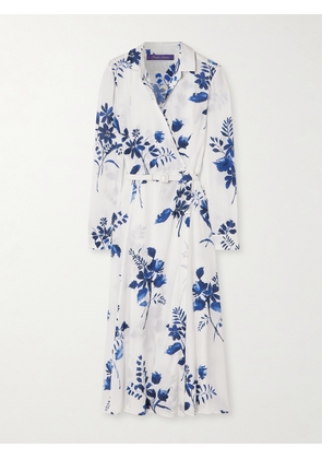 Ralph Lauren Collection - Aniyah Belted Floral-print Voile Wrap Dress - White - US0,US2,US4,US6,US8,US10,US12,US14