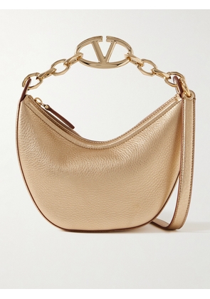 Valentino Garavani - Vlogo Mini Embellished Metallic Textured-leather Shoulder Bag - Gold - One size