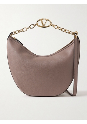 Valentino Garavani - Vlogo Medium Textured-leather Shoulder Bag - Brown - One size