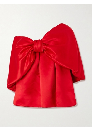 Simone Rocha - Off-the-shoulder Bow-embellished Satin Blouse - Red - UK 6,UK 8,UK 10,UK 14