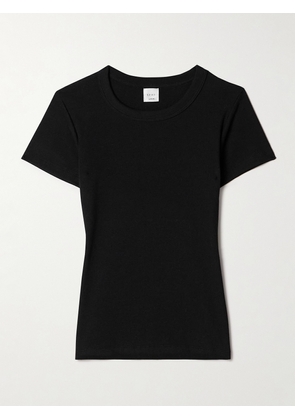 LESET - Kelly Ribbed Cotton-blend Jersey T-shirt - Black - x small,small,medium,large,x large