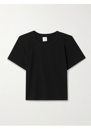 LESET - Kelly Cropped Ribbed Stretch-cotton Jersey T-shirt - Black - x small,small,medium,large,x large