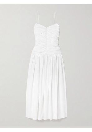 Matteau - + Net Sustain Gathered Organic Cotton Midi Dress - White - 1,2,3,4,5