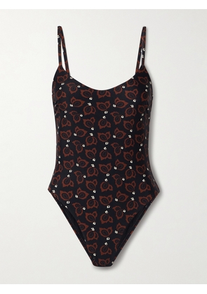Matteau - + Net Sustain The Scoop Floral-print Recycled Swimsuit - Black - 1,2,3,4,5