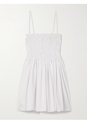 Matteau - + Net Sustain Shirred Organic Cotton-poplin Mini Dress - White - 1,2,3,4,5