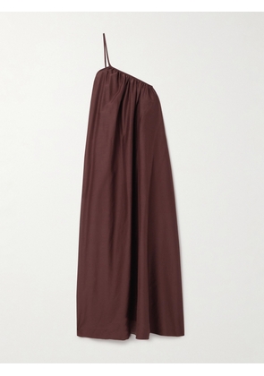 Matteau - + Net Sustain One-shoulder Organic Cotton And Silk-blend Maxi Dress - Burgundy - 1,2,3,4,5