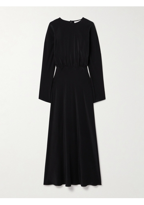 Matteau - + Net Sustain Gathered Organic Silk-satin Maxi Dress - Black - 1,2,3,4,5