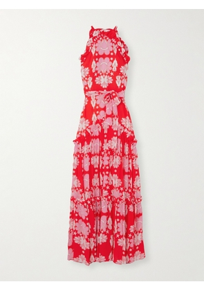 Borgo de Nor - Tatiana Belted Floral-print Crepe Maxi Dress - Red - UK 6,UK 8,UK 10,UK 12,UK 14