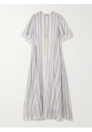 Thierry Colson - Zosca Pintucked Striped Lurex-trimmed Cotton And Silk-blend Voile Maxi Dress - Cream - x small,small,medium,large,x large
